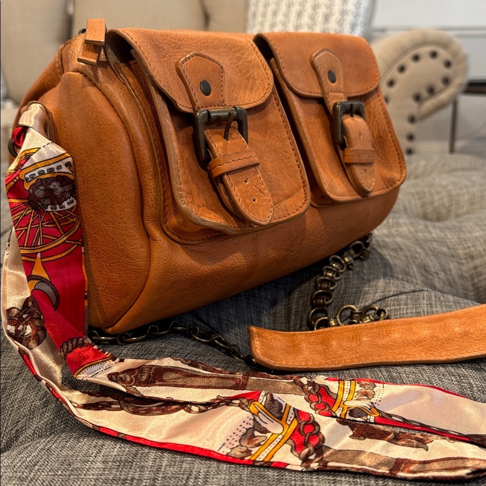 Free People Bag Dylan Brown Distressed Leather Duffle Crossbody - Picture 3 of 17